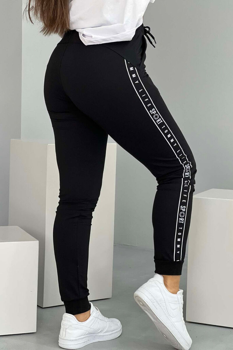 SIDE WRITTINGS SIMPLE WOMEN JOGGERS BLACK/ E ZEZE - 1