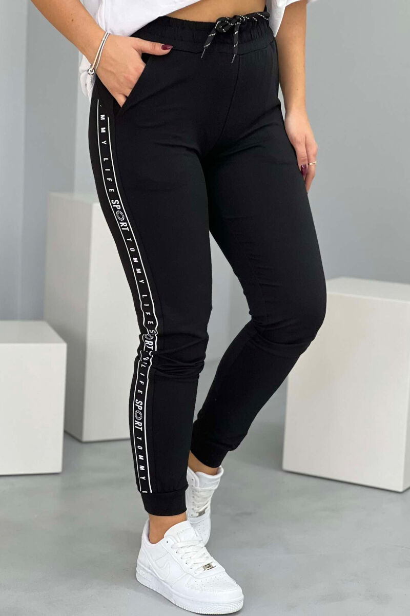 SIDE WRITTINGS SIMPLE WOMEN JOGGERS BLACK/ E ZEZE - 2