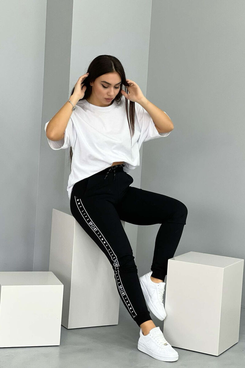 SIDE WRITTINGS SIMPLE WOMEN JOGGERS BLACK/ E ZEZE - 3