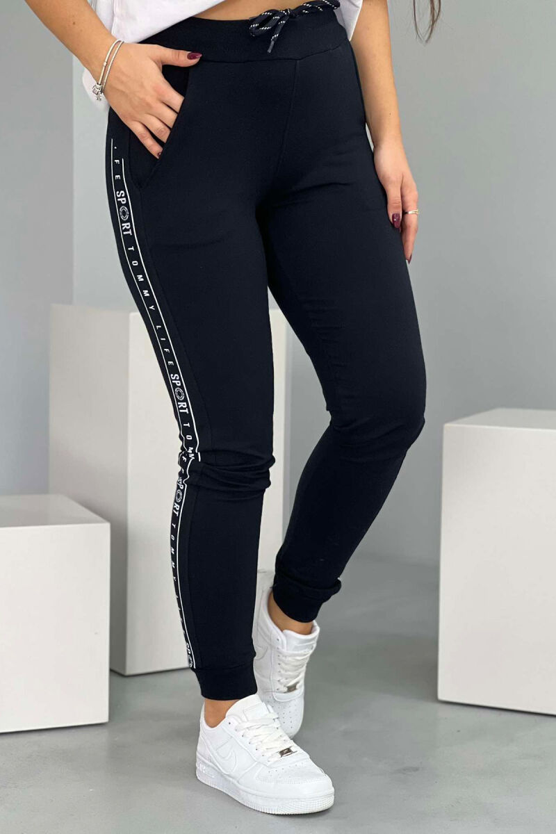 SIDE WRITTINGS SIMPLE WOMEN JOGGERS DARK BLUE/BEE - 4