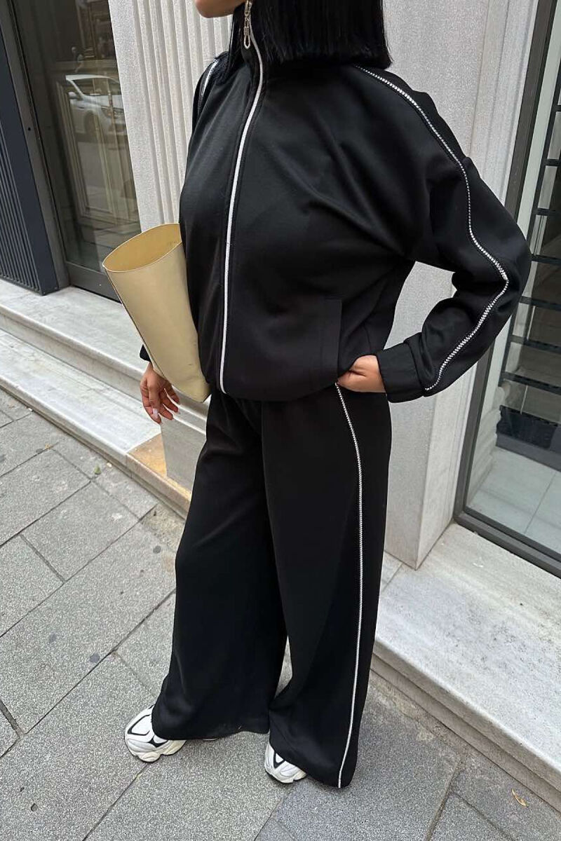 SIDE ZIPPER DETAIL JACKET+SWEATPANTS WOMEN SET BLACK/ E ZEZE - 3