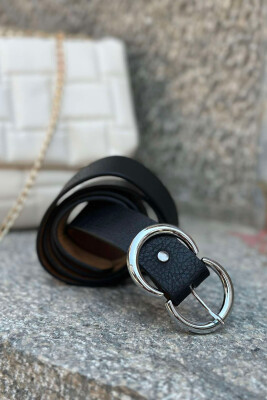 SILVER BUCKET DETAIL WOMEN BELT BLACK/ E ZEZE 