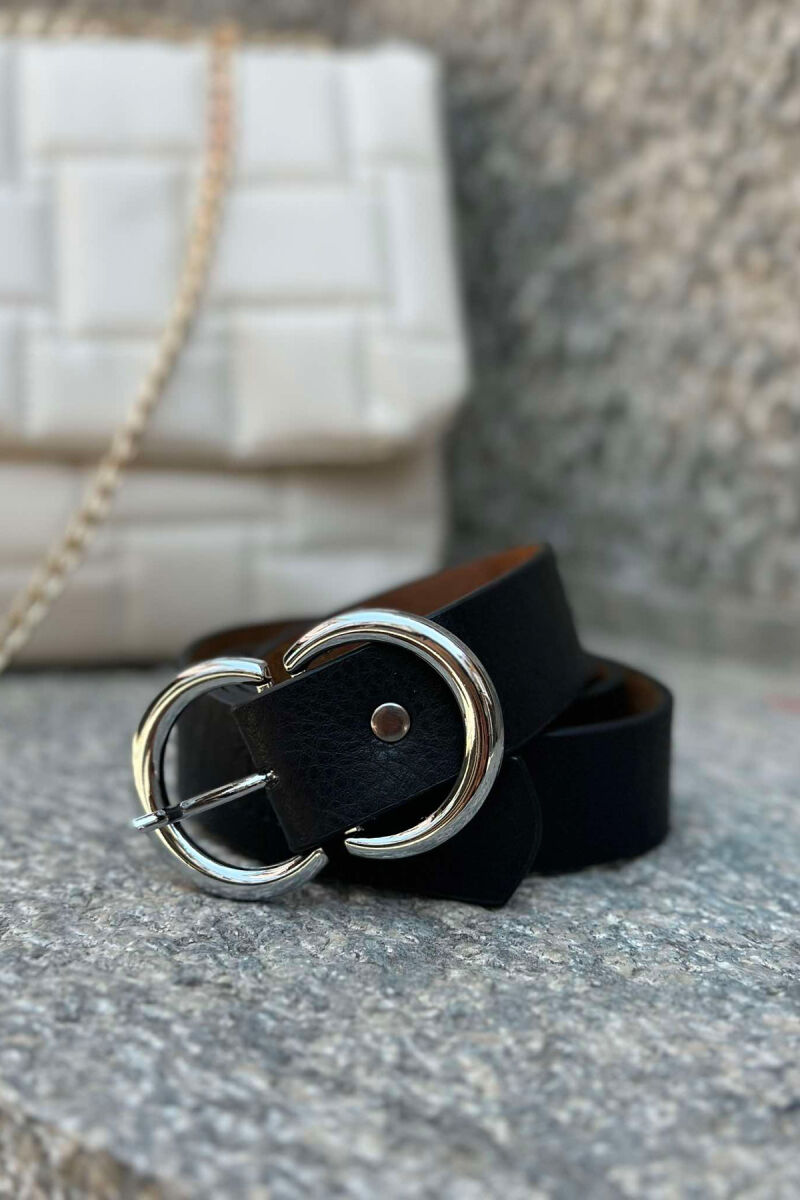 SILVER BUCKET DETAIL WOMEN BELT BLACK/ E ZEZE - 2