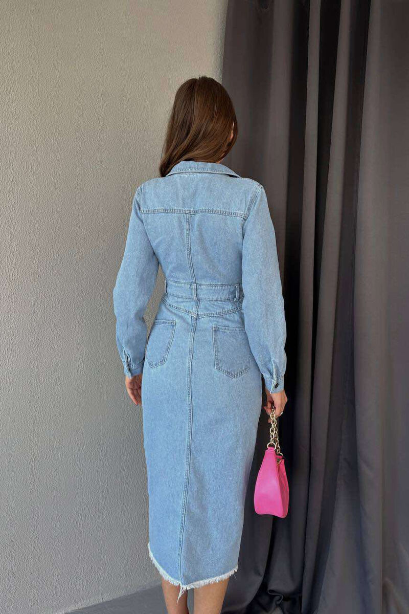 SILVER BUTTONS DENIM WOMAN DRESS LIGHTBLUE/BZ - 4