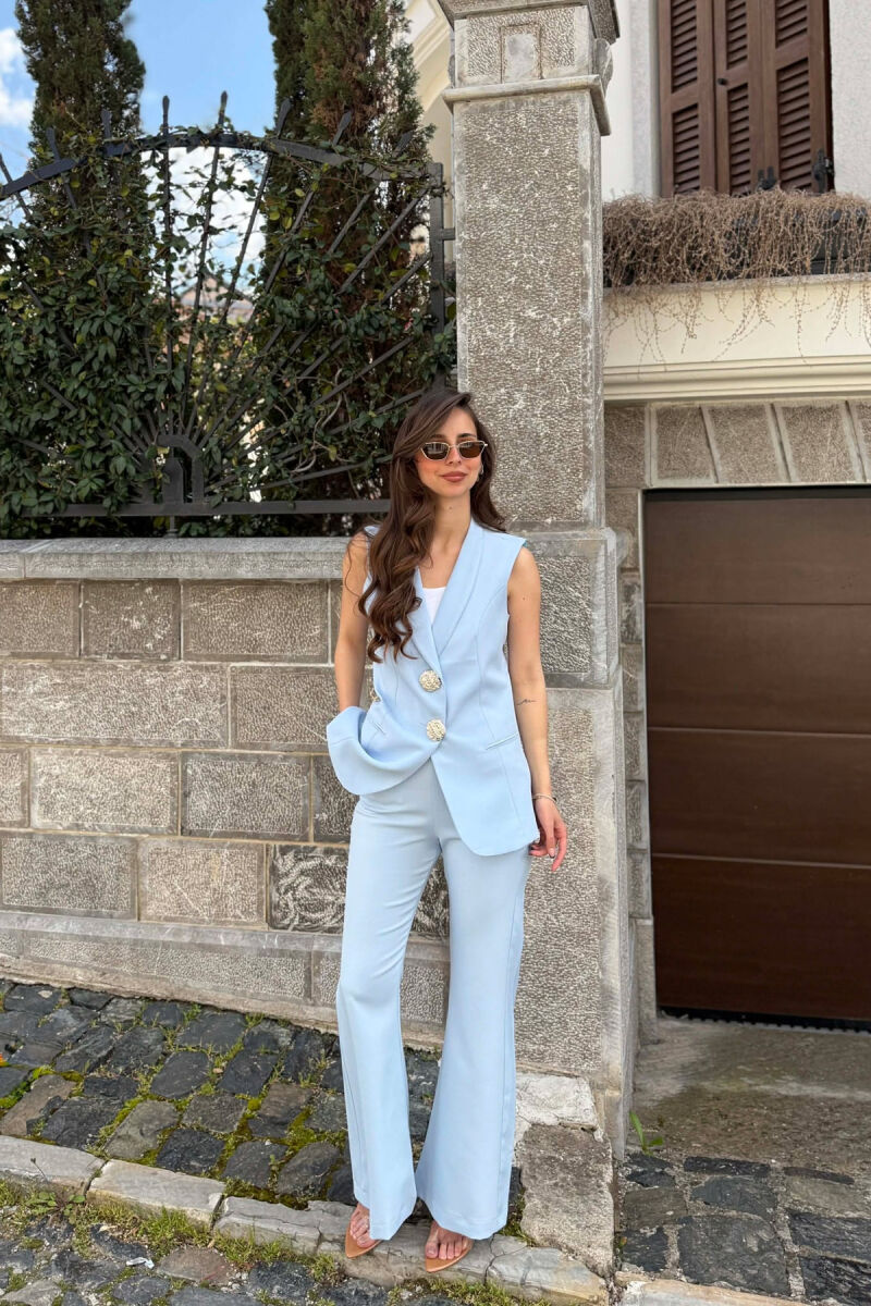 SILVER BUTTONS VEST +TROUSERS WOMAN SET LIGHTBLUE/BZ - 1