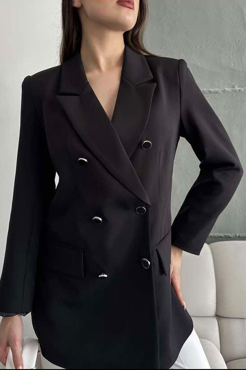 SILVER+BLACK BUTTONS ONE COLOR WOMAN JACKET BLACK/ E ZEZE - 5