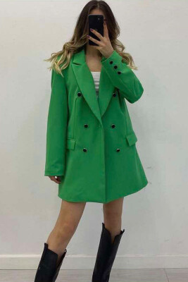 SILVER+BLACK BUTTONS ONE COLOR WOMAN JACKET GREEN/JESHILE 