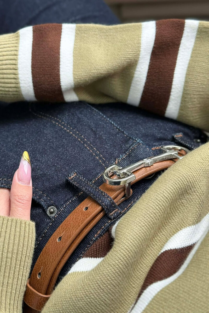 SIMETRIC LETTER D BUCKLE DESIGN WOMEN BELT BROWN+SILVER/KAFE+ARGJEND - 2