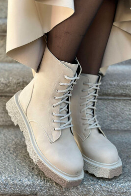 SIMPLE PLATFORM WOMAN ANKLE BOOTS CREAM/KREM 