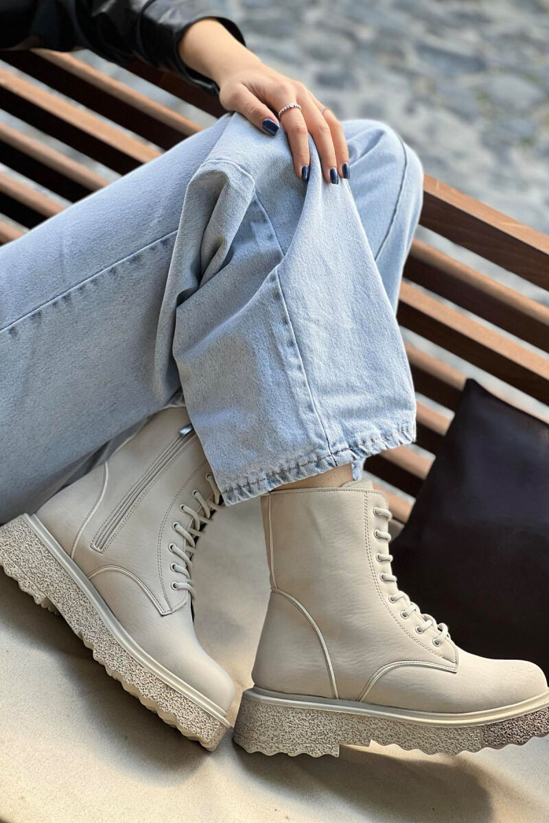 SIMPLE PLATFORM WOMAN ANKLE BOOTS CREAM/KREM - 2