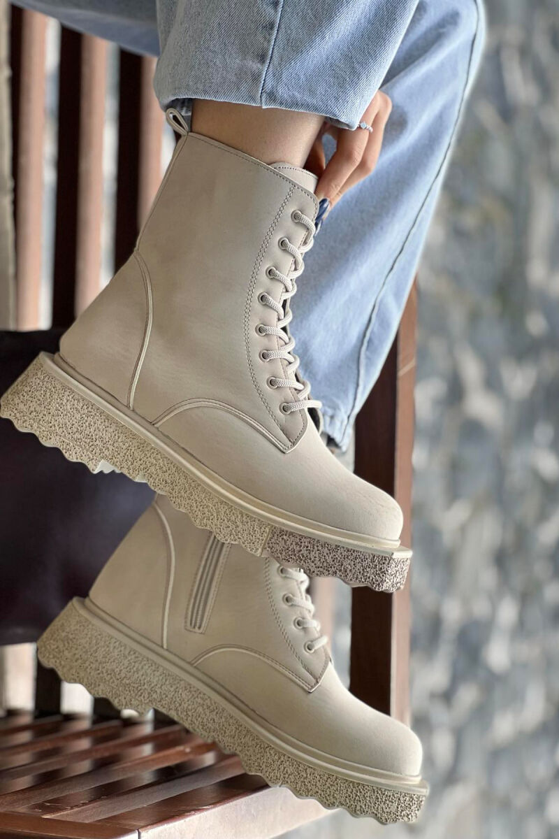 SIMPLE PLATFORM WOMAN ANKLE BOOTS CREAM/KREM - 3