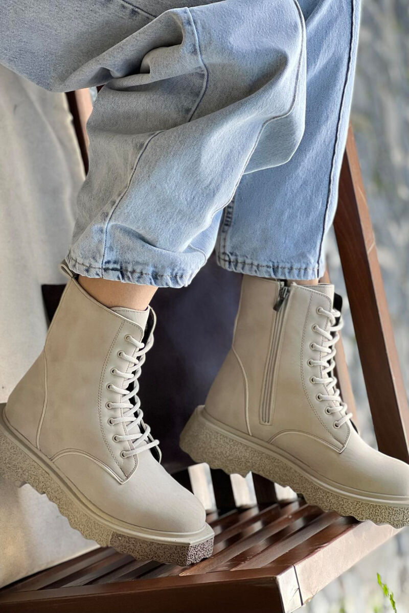 SIMPLE PLATFORM WOMAN ANKLE BOOTS CREAM/KREM - 4