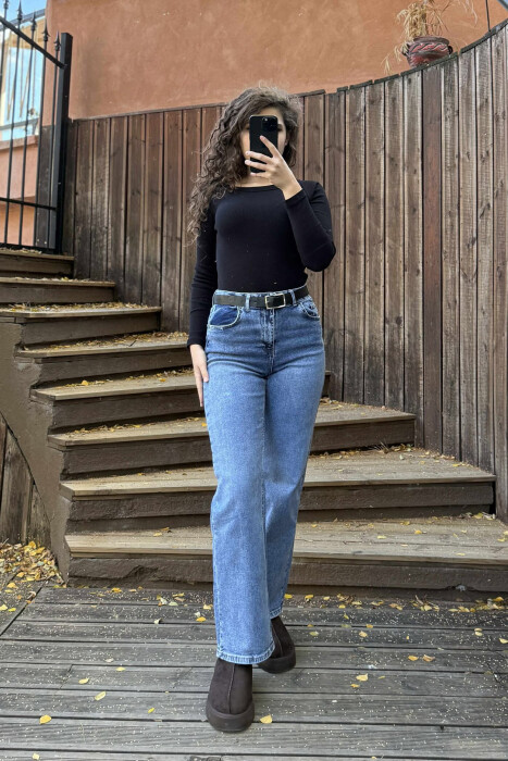 SIMPLE BELTED WOMEN JEANS LIGHTBLUE/BZ - 2