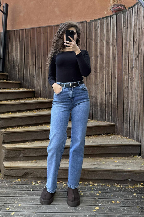 SIMPLE BELTED WOMEN JEANS LIGHTBLUE/BZ - 4