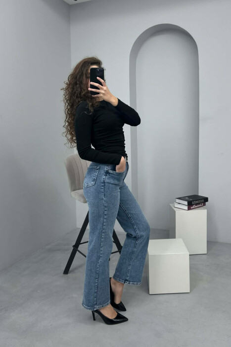 SIMPLE BELTED WOMEN JEANS LIGHTBLUE/BZ - 5