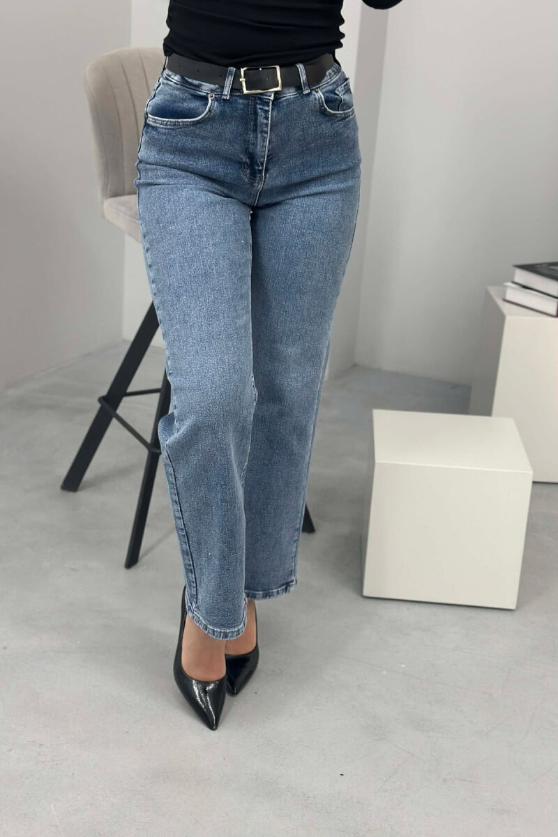 SIMPLE BELTED WOMEN JEANS LIGHTBLUE/BZ - 9