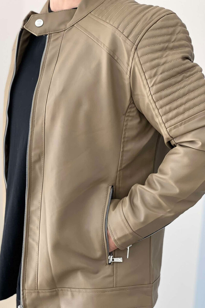 SIMPLE BIKER MEN JACKET BEIGE/BEZHE - 3