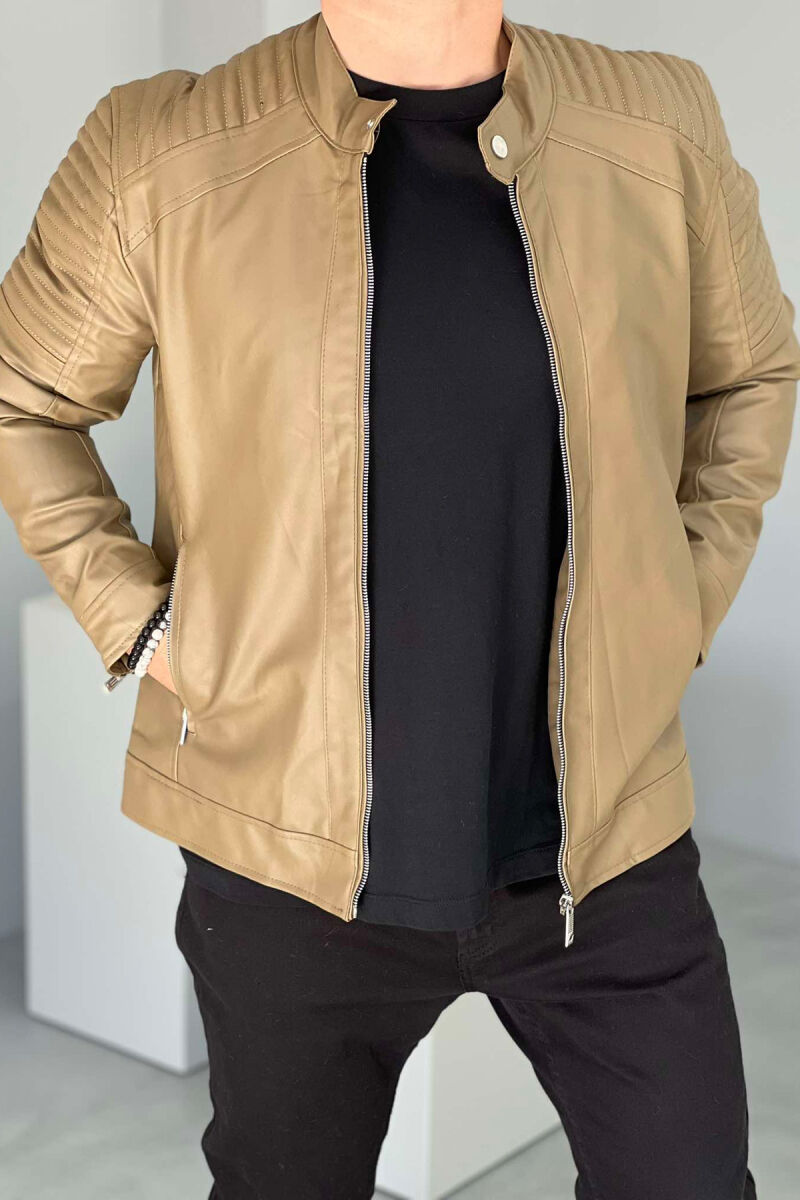 SIMPLE BIKER MEN JACKET BEIGE/BEZHE - 5