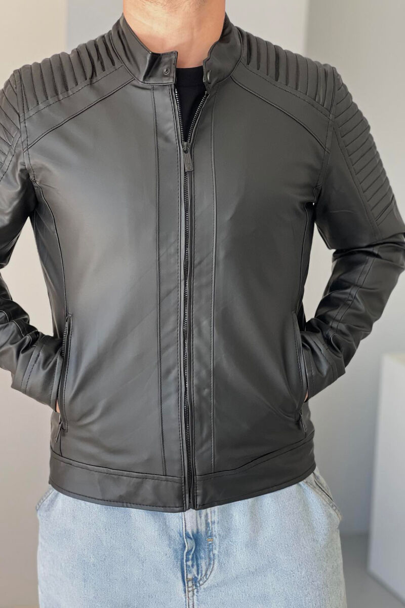 SIMPLE BIKER MEN JACKET BLACK/ E ZEZE - 4