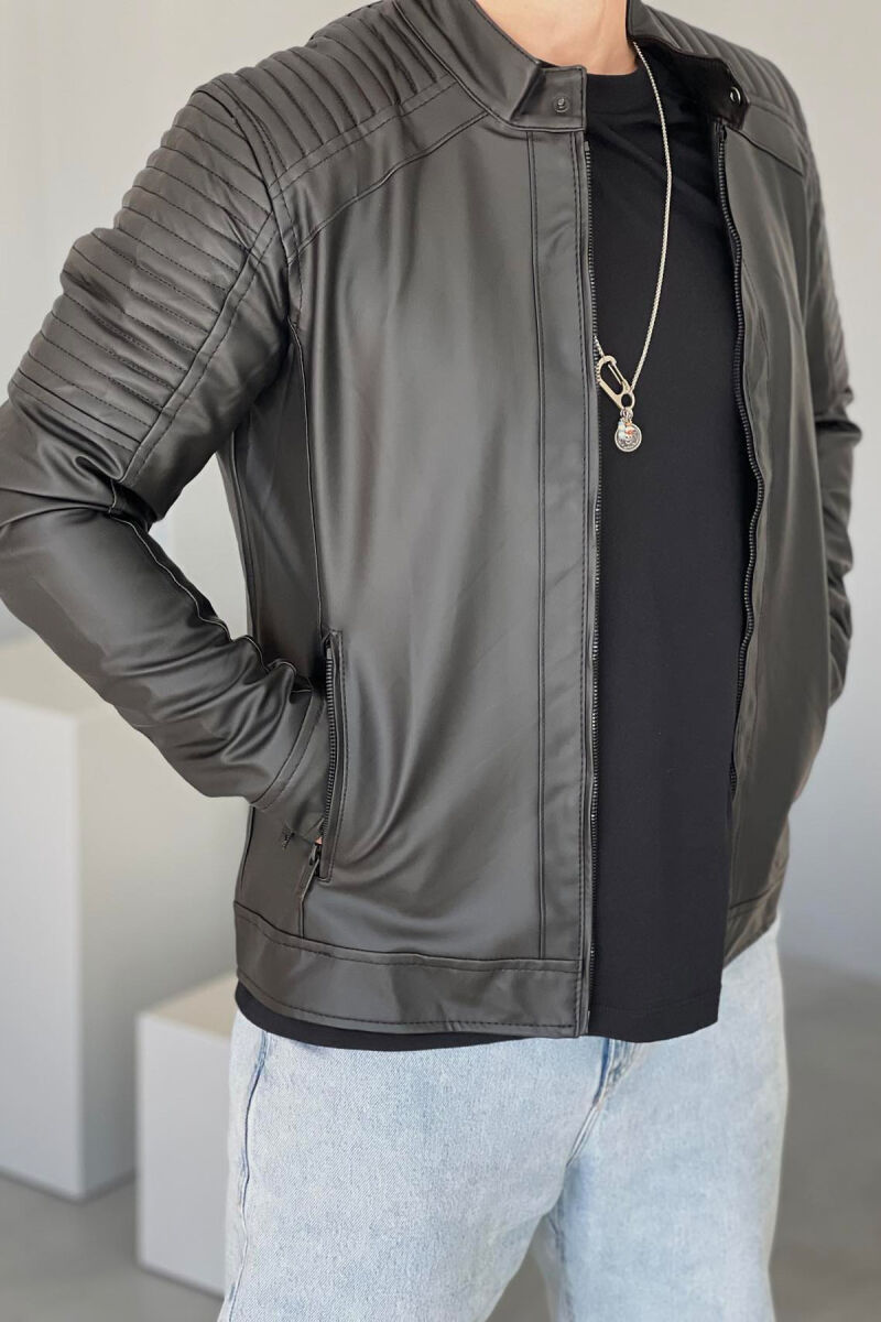 SIMPLE BIKER MEN JACKET BLACK/ E ZEZE - 5