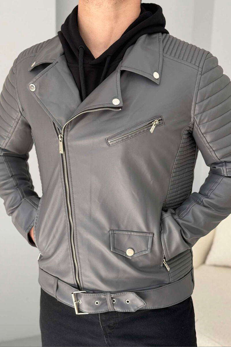 SIMPLE BIKER MEN JACKET GREY/GRI - 4