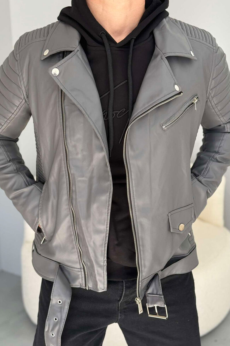 SIMPLE BIKER MEN JACKET GREY/GRI - 5