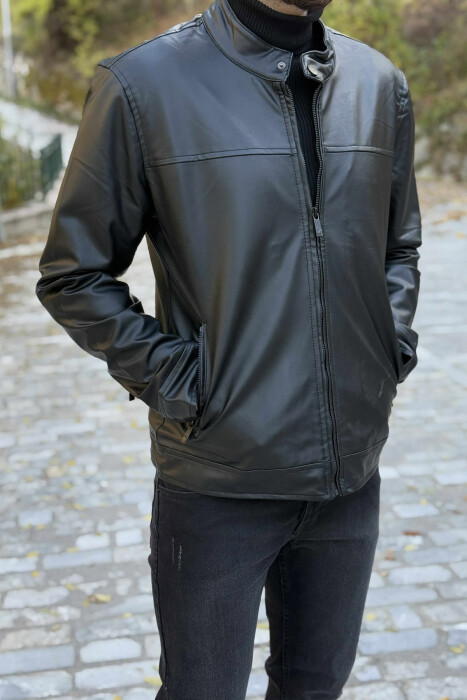 SIMPLE BIKER MEN JACKET BLACK/ E ZEZE - 1