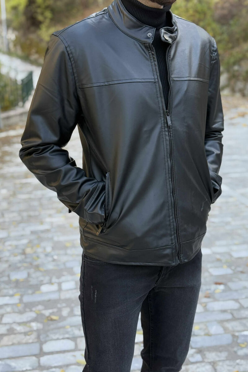 SIMPLE BIKER MEN JACKET BLACK/ E ZEZE - 1