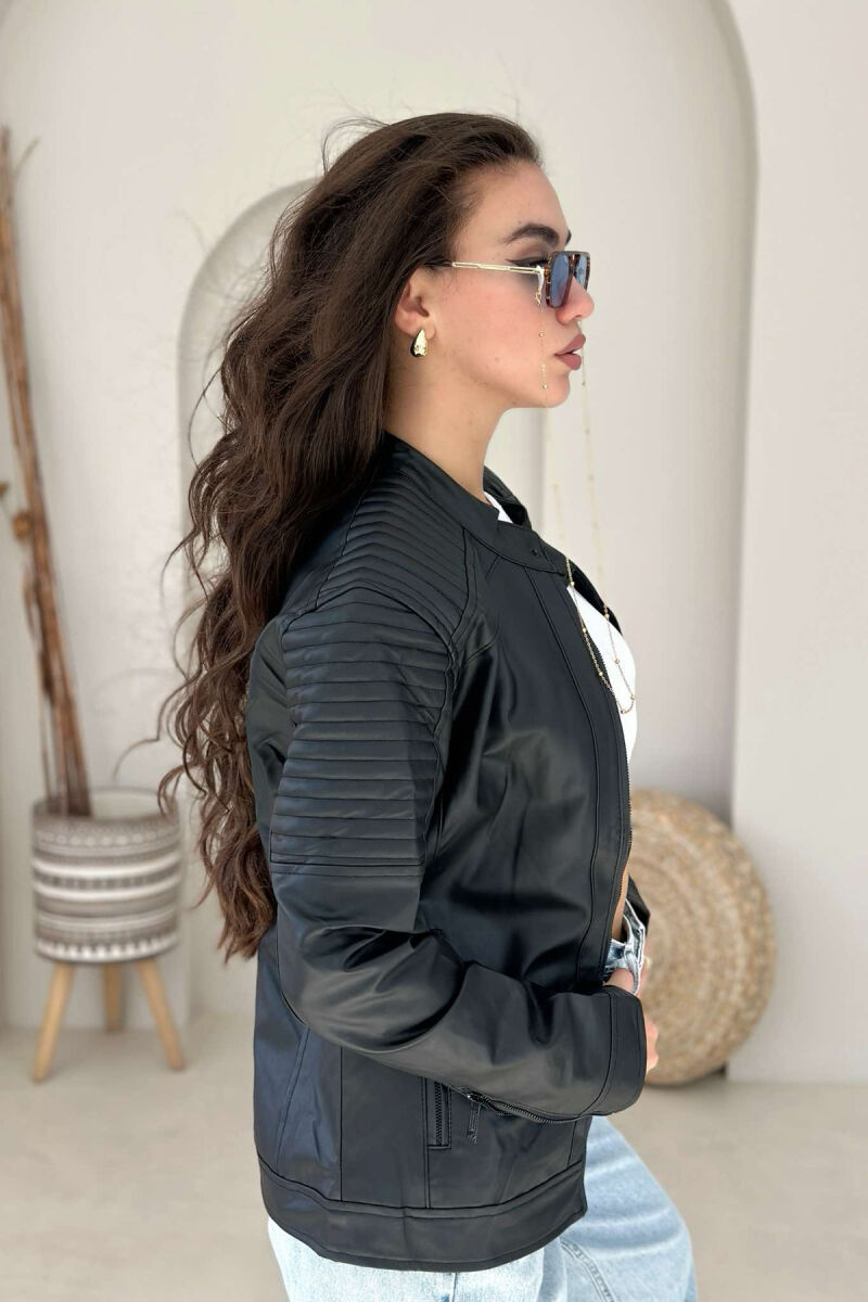 SIMPLE BIKER WOMEN JACKET BLACK/ E ZEZE - 3