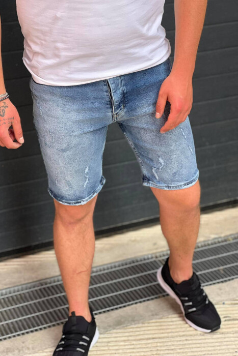 SIMPLE BLUE MAN SHORT JEANS BLUE/BLU - KLAUDIO FASHION