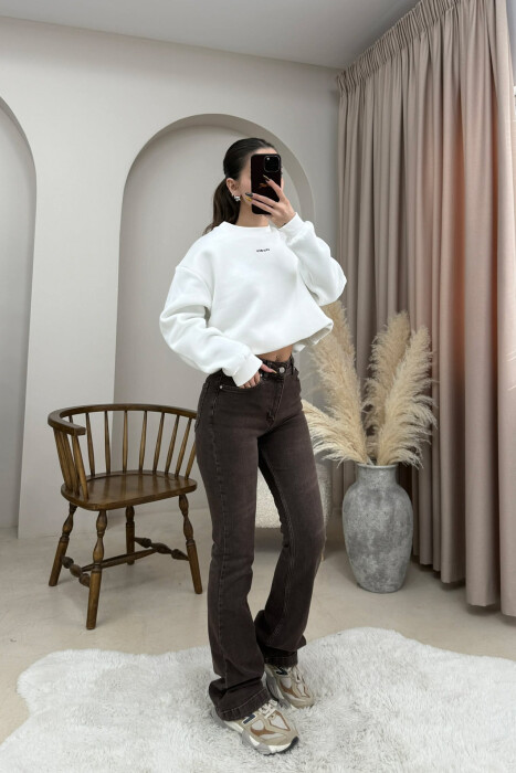 SIMPLE BOOTCUT WOMEN JEANS BROWN/KAFE - 1