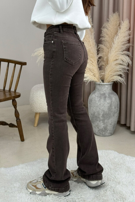 SIMPLE BOOTCUT WOMEN JEANS BROWN/KAFE - 3