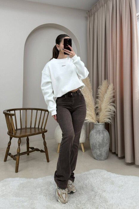 SIMPLE BOOTCUT WOMEN JEANS BROWN/KAFE - 4