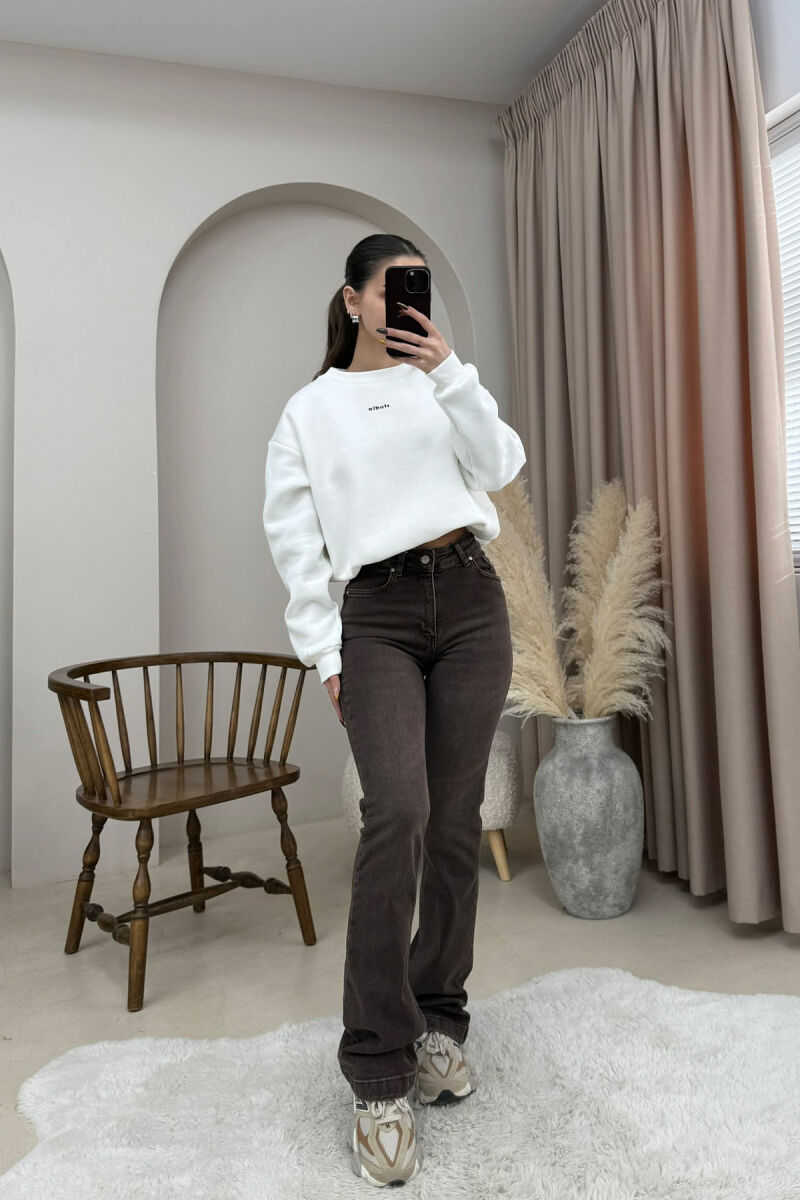 SIMPLE BOOTCUT WOMEN JEANS BROWN/KAFE - 5