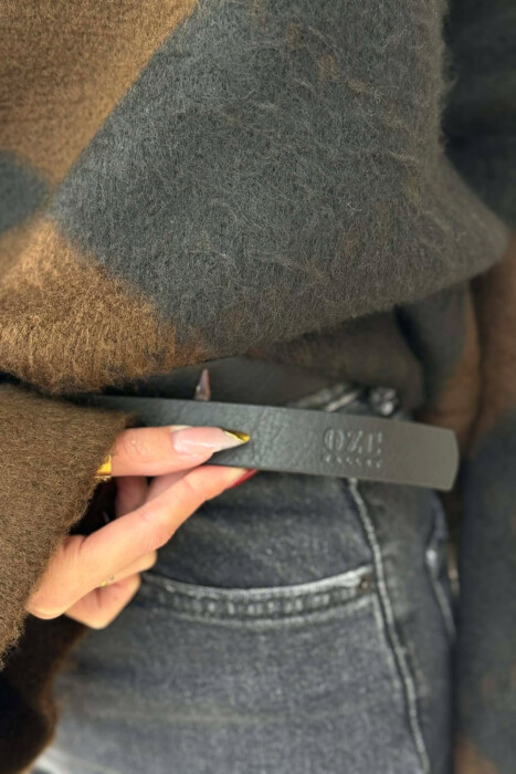 SIMPLE BUCKLE LEATHER WOMEN BELT BLACK+SILVER/ZEZE+ARGJEND - 3