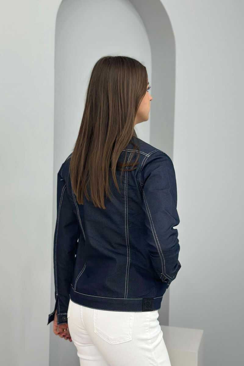 SIMPLE BUTTON DENIM WOMEN JACKET DARK BLUE/BEE - 2