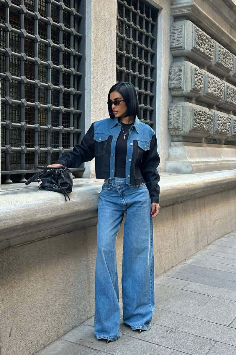 SIMPLE BUTTONED DENIM WOMEN JACKET BLUE/BLU - 2