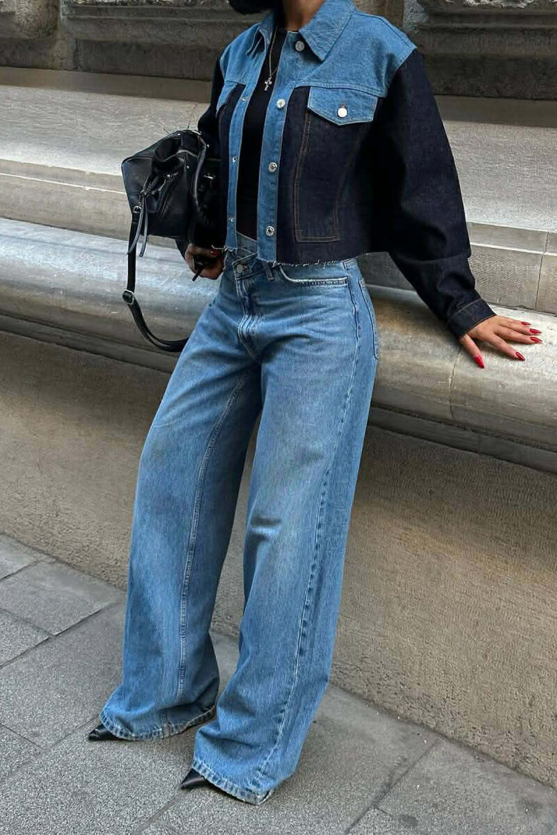 SIMPLE BUTTONED DENIM WOMEN JACKET BLUE/BLU - 3