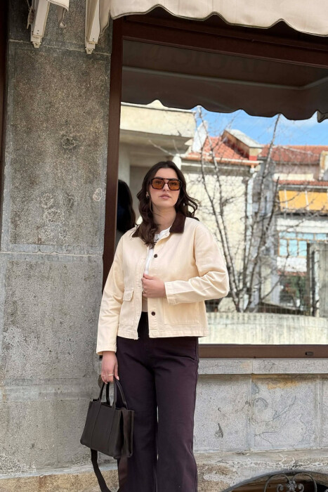 XHAKETE XHINS E THJESHTE PER FEMRA NE NGJYRE KREM - KLAUDIO FASHION