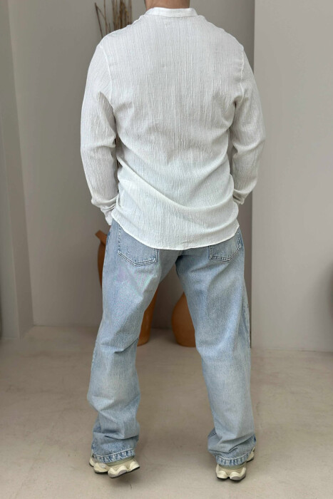 SIMPLE BUTTONED MEN SHIRT CREAM/KREM - 3