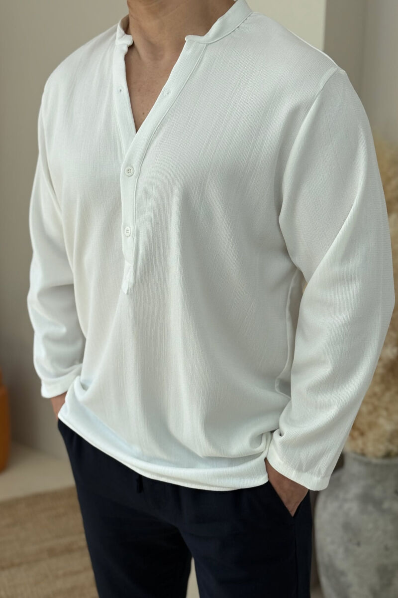 SIMPLE BUTTONED MEN SHIRT WHITE-E BARDHE - 3