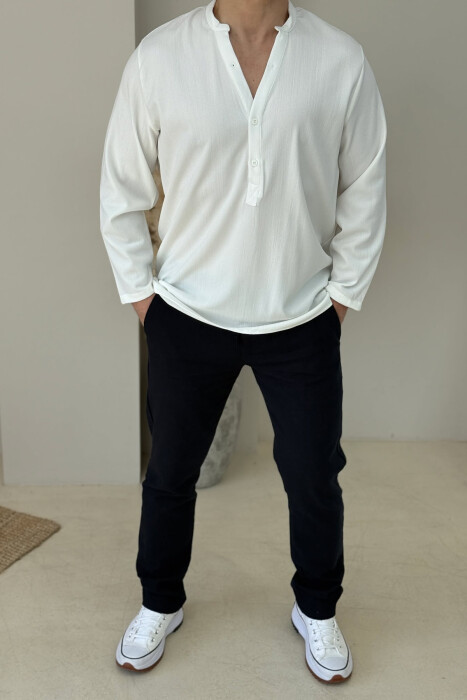 SIMPLE BUTTONED MEN SHIRT WHITE-E BARDHE - 