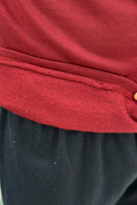 SIMPLE BUTTONED NECK SWEATSHIRT+SWEATPANTS MEN PYJAMAS BURGUNDY/VISHNJE - 3