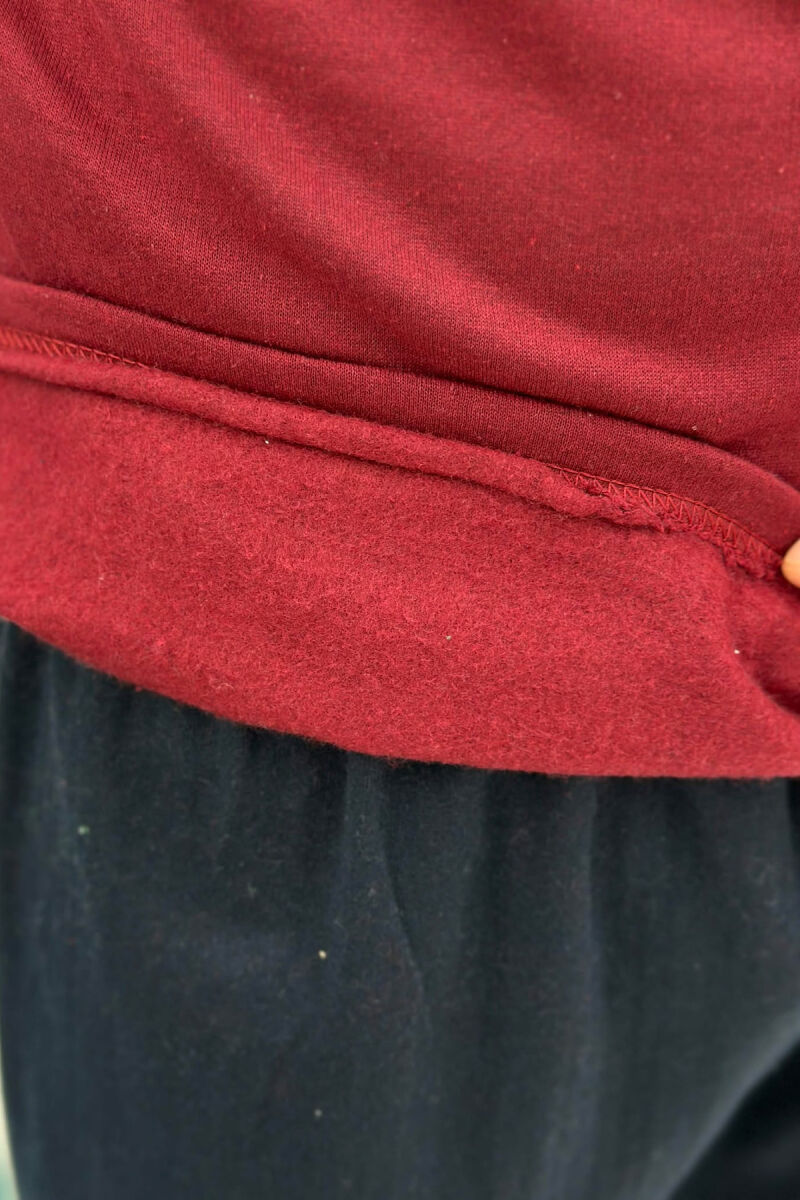 SIMPLE BUTTONED NECK SWEATSHIRT+SWEATPANTS MEN PYJAMAS BURGUNDY/VISHNJE - 3