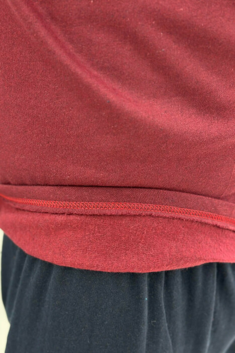 SIMPLE BUTTONED NECK SWEATSHIRT+SWEATPANTS MEN PYJAMAS DARK BURGUNDY/VISHNJE E ERRET - 4