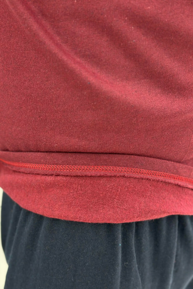 SIMPLE BUTTONED NECK SWEATSHIRT+SWEATPANTS MEN PYJAMAS DARK BURGUNDY/VISHNJE E ERRET - 4