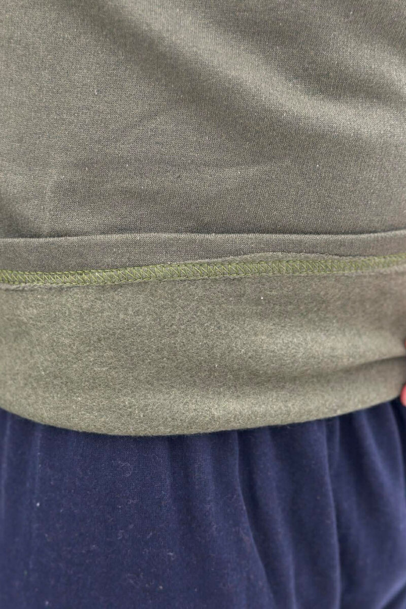 SIMPLE BUTTONED NECK SWEATSHIRT+SWEATPANTS MEN PYJAMAS GREEN/JESHILE - 3