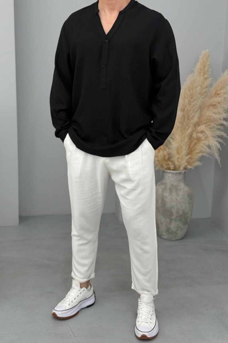 SIMPLE BUTTONS MEN SHIRT BLACK/ E ZEZE - 1