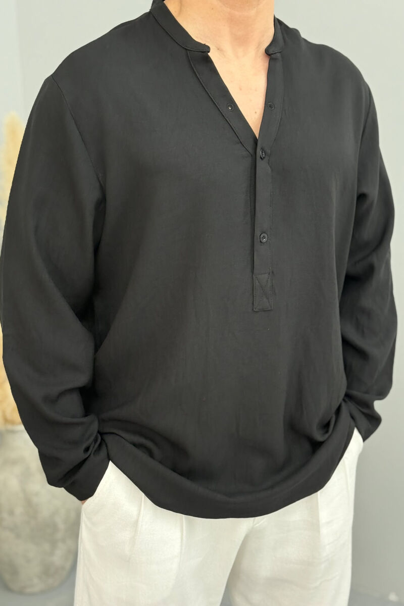 SIMPLE BUTTONS MEN SHIRT BLACK/ E ZEZE - 2