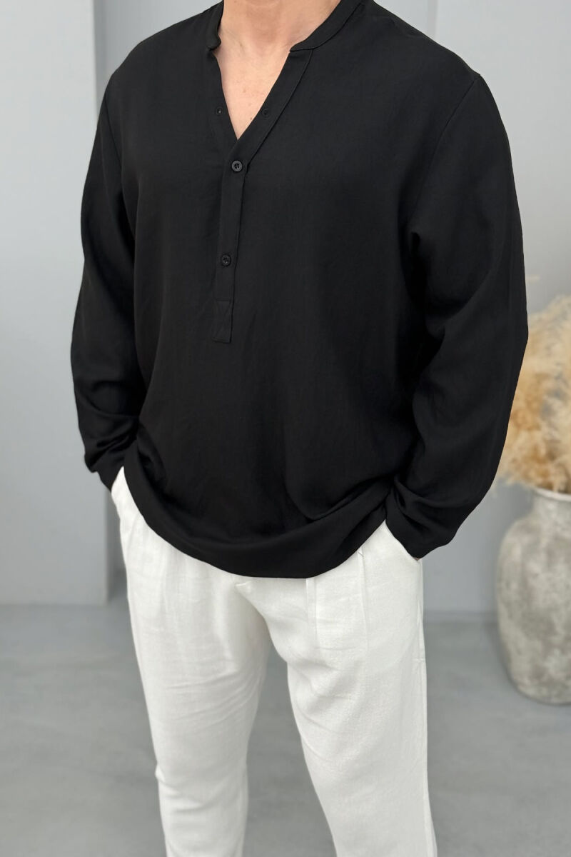 SIMPLE BUTTONS MEN SHIRT BLACK/ E ZEZE - 3